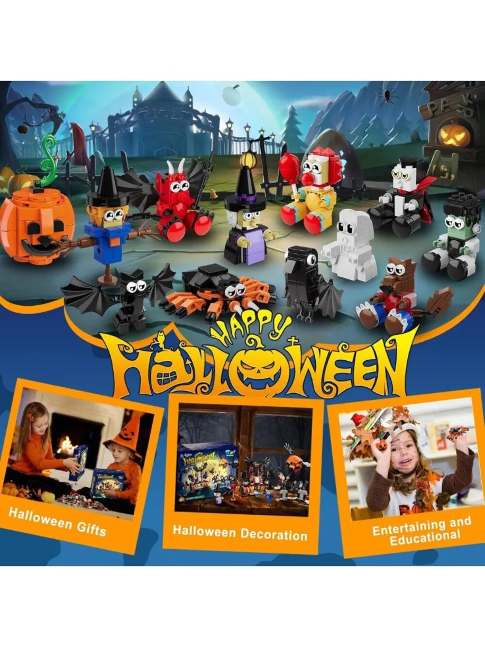 Halloween Party Favors - 30 Pack Building Blocks Toys for Trick or Treat Goodie
